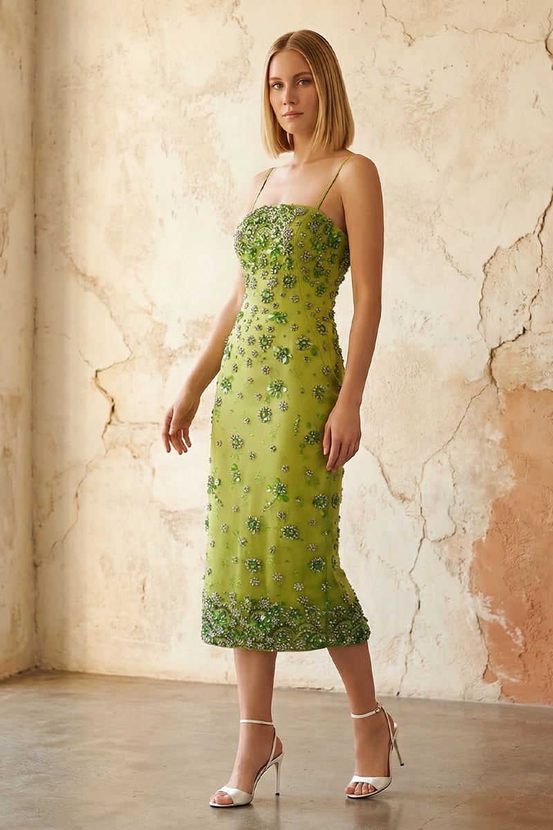 Verdant Embellished Midi Dress | JewelClues