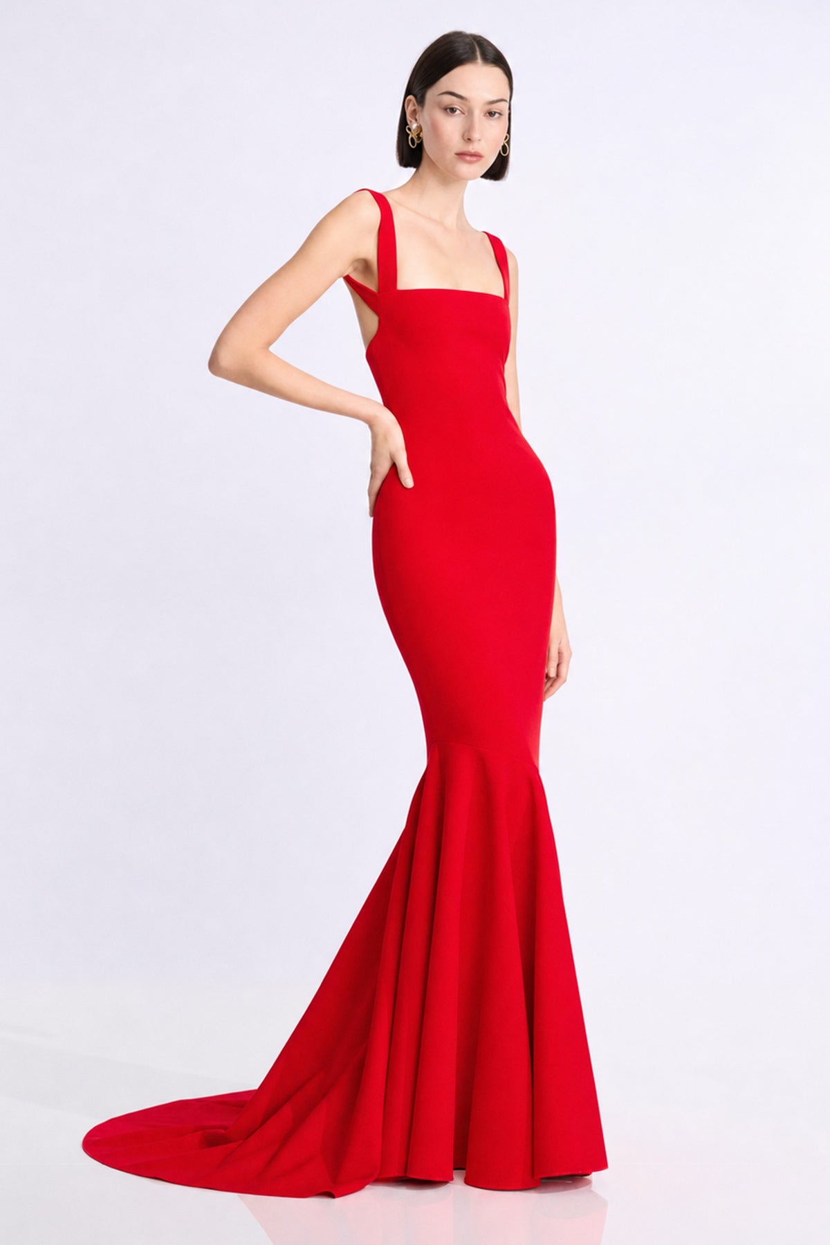 Verona Sculpted Mermaid Gown | JewelClues #color_red