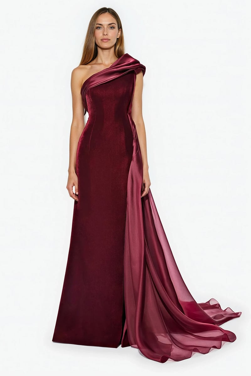 Vesper One-Shoulder Velvet Gown | Jewelclues