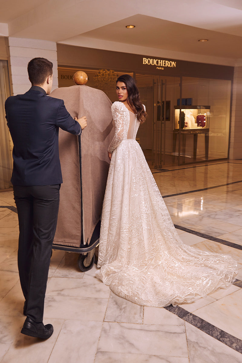 Victoria Beaded A-line Wedding Dress | Jewelclues