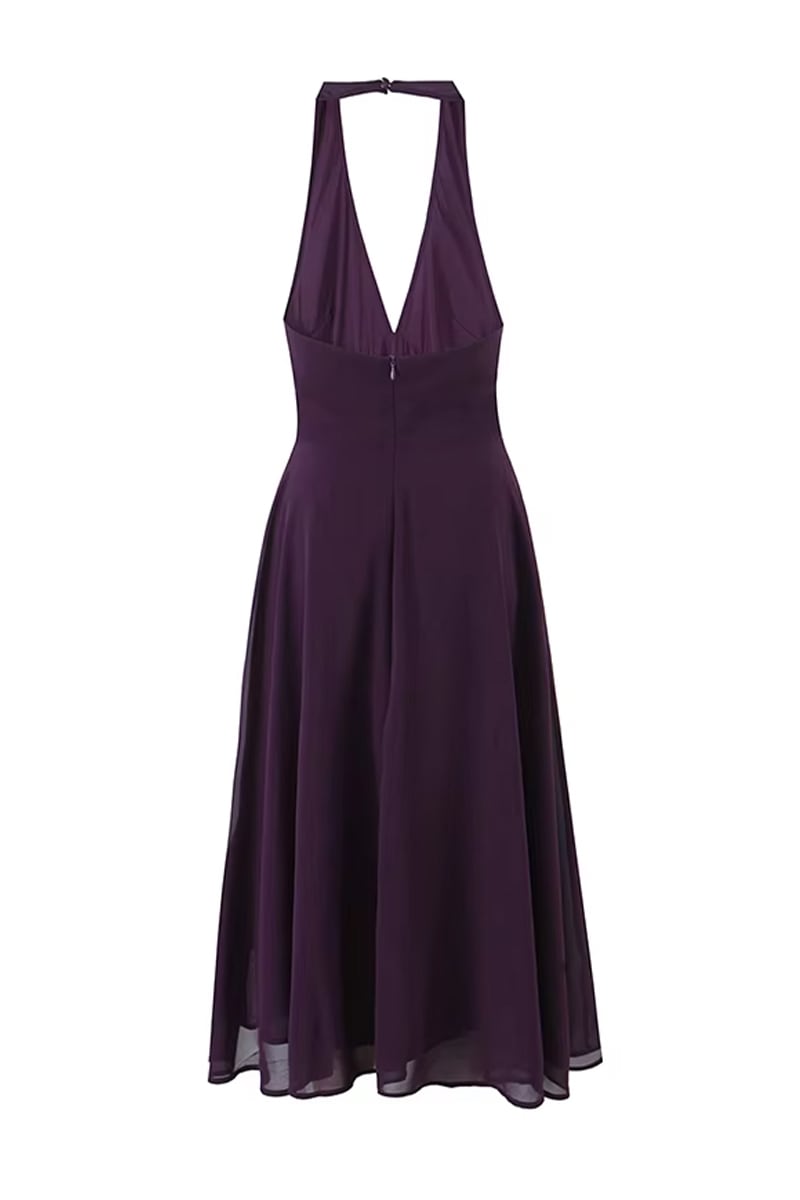 Violetta Plunge Halter Midi Dress | Jewelclues