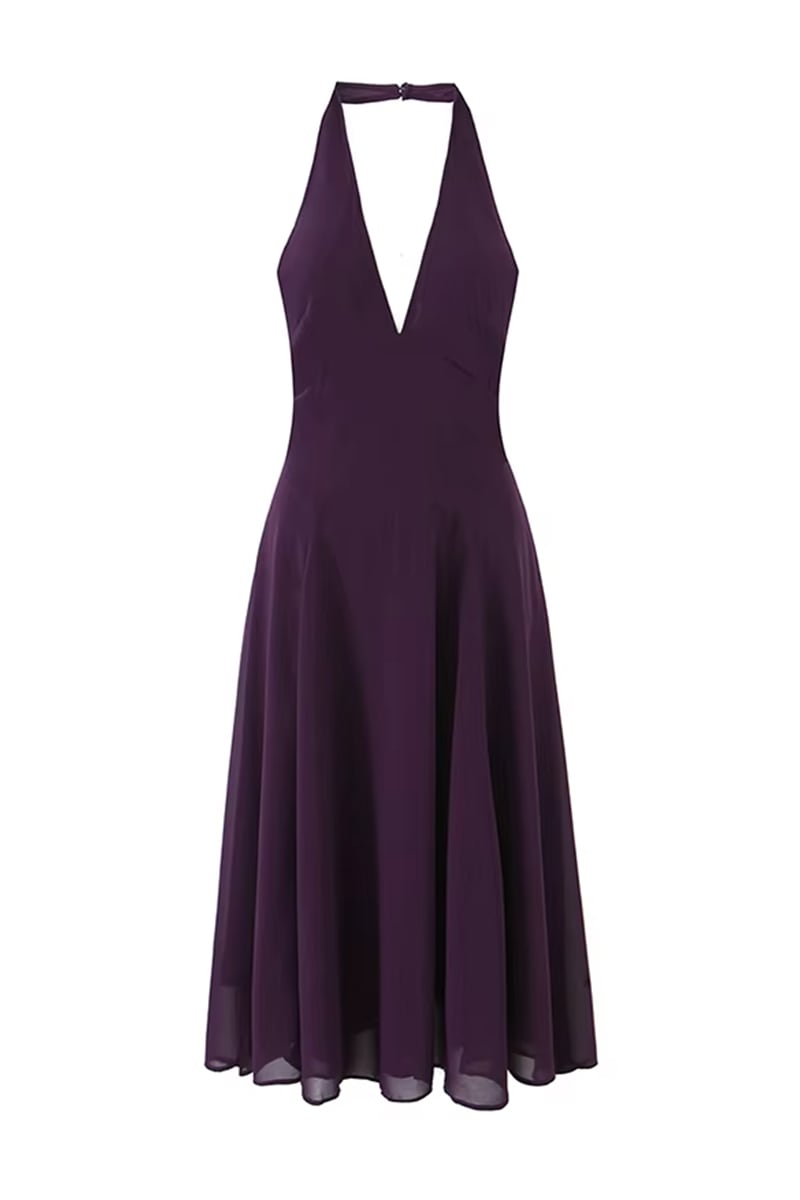 Violetta Plunge Halter Midi Dress | Jewelclues