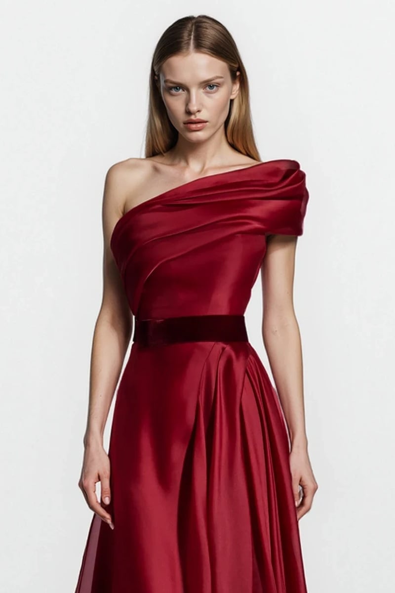 Vionna One-Shoulder Organza Gown | Jewelclues