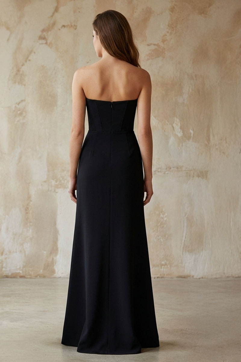 Virelle Strapless Crepe Gown | JewelClues #color_black
