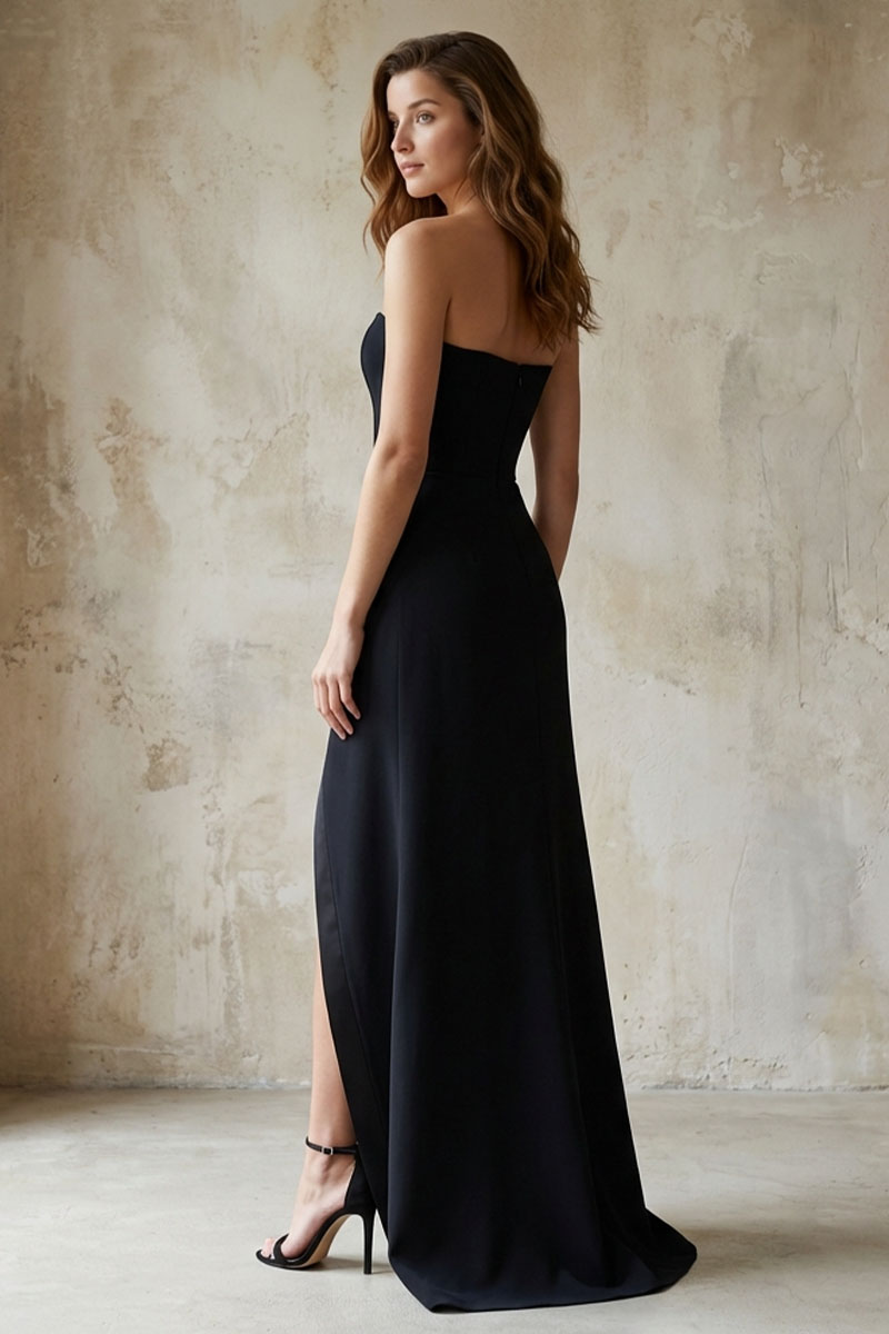 Virelle Strapless Crepe Gown | JewelClues #color_black
