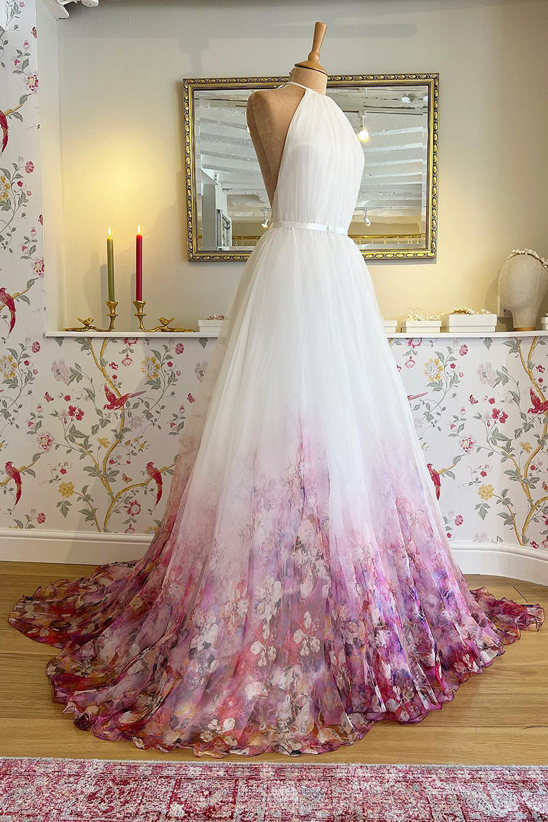 Vivid Romance Halter Wedding Dress | Jewelclues | #color_white
