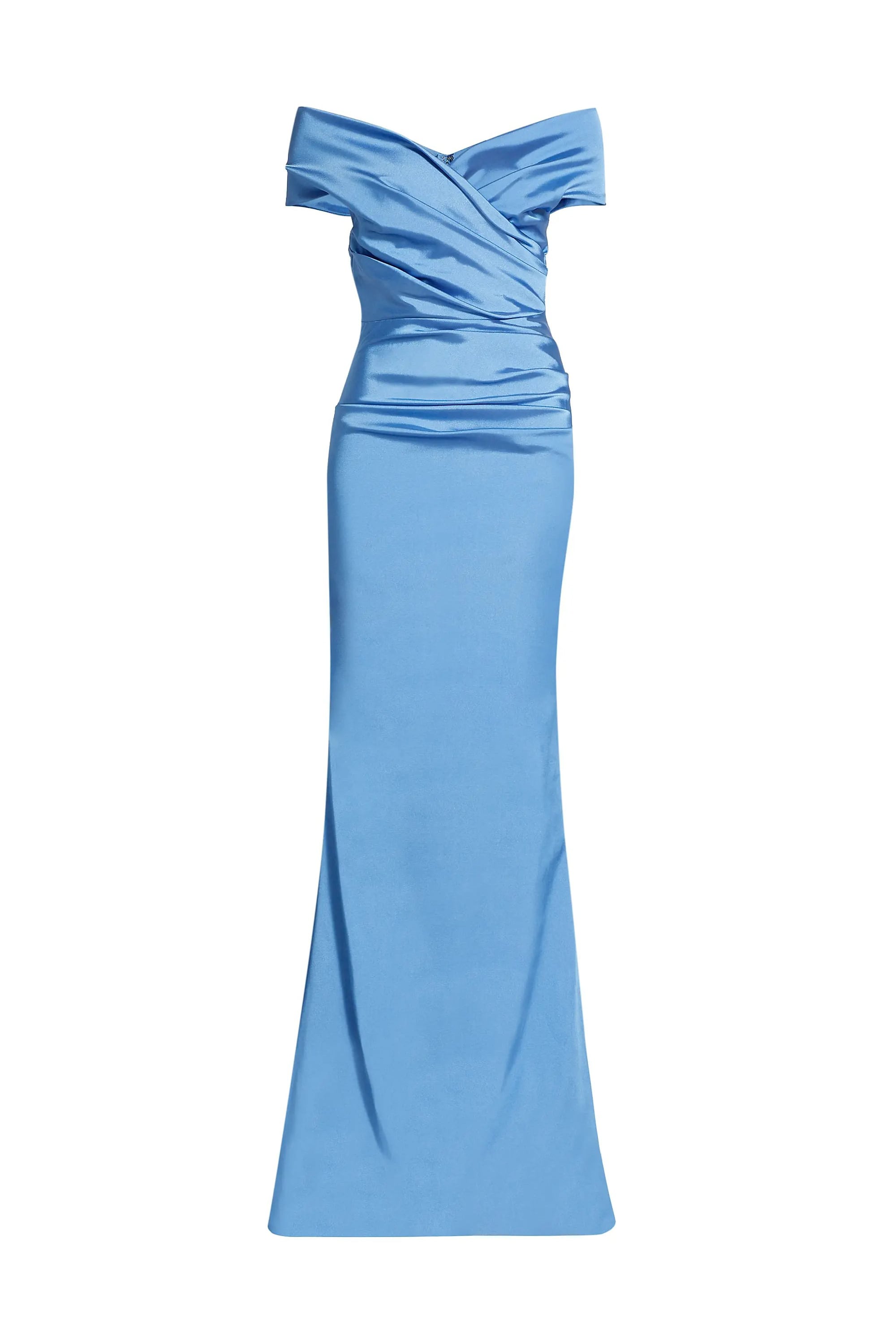 Vivienne Off-The-Shoulder Satin Gown | JewelClues #color_blue