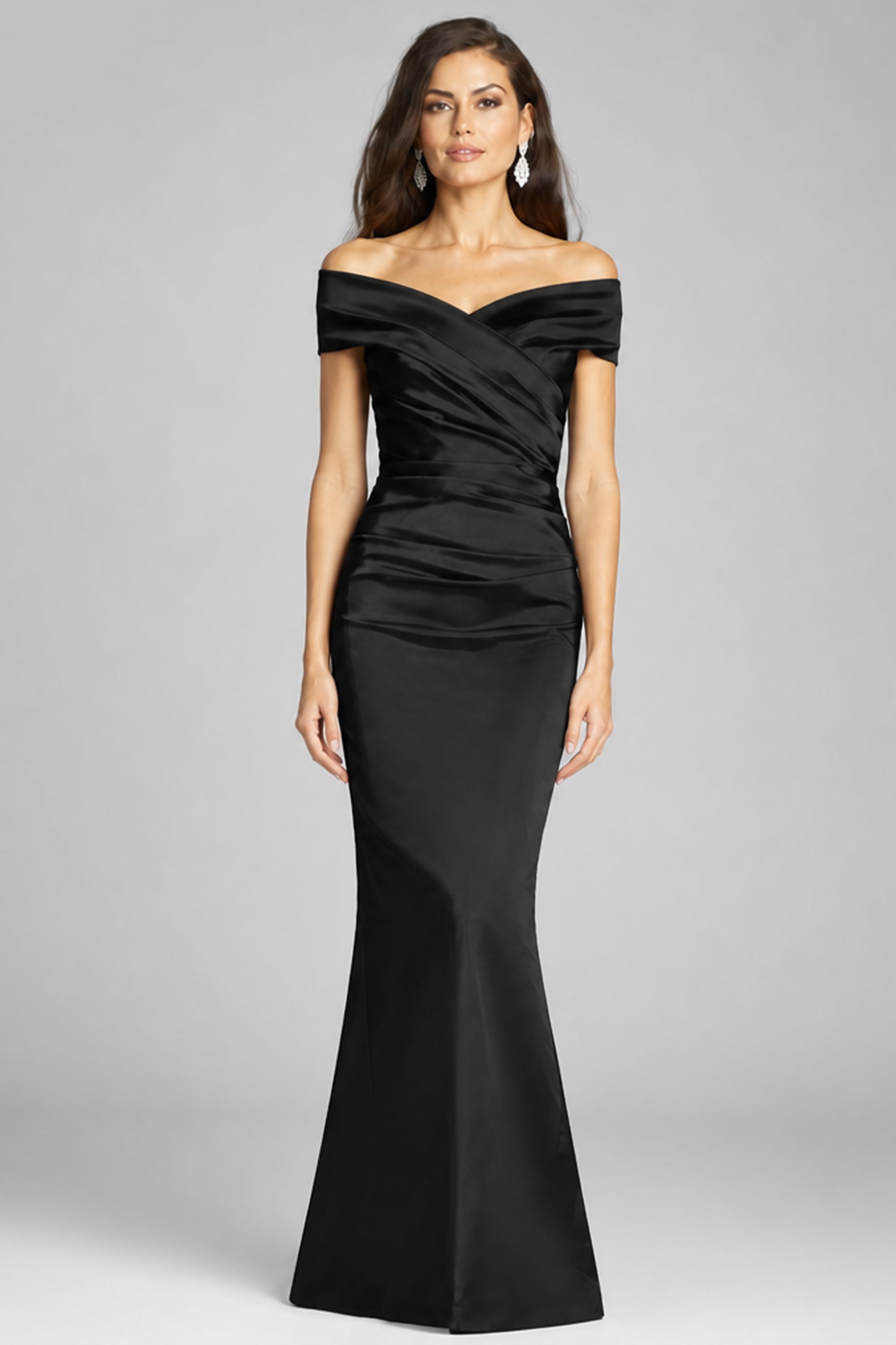 Vivienne Off-The-Shoulder Satin Gown | JewelClues #color_black