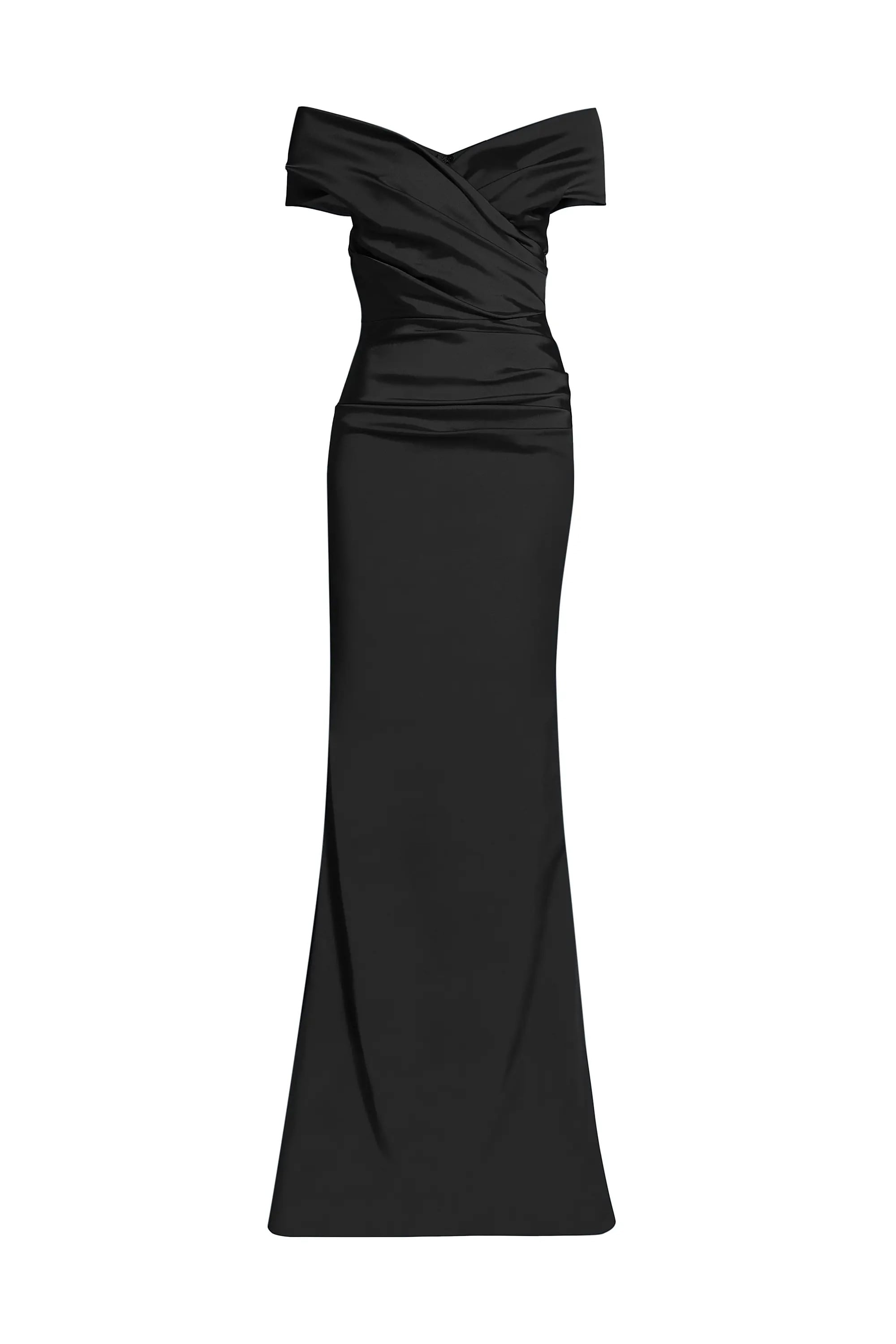 Vivienne Off-The-Shoulder Satin Gown | JewelClues #color_black