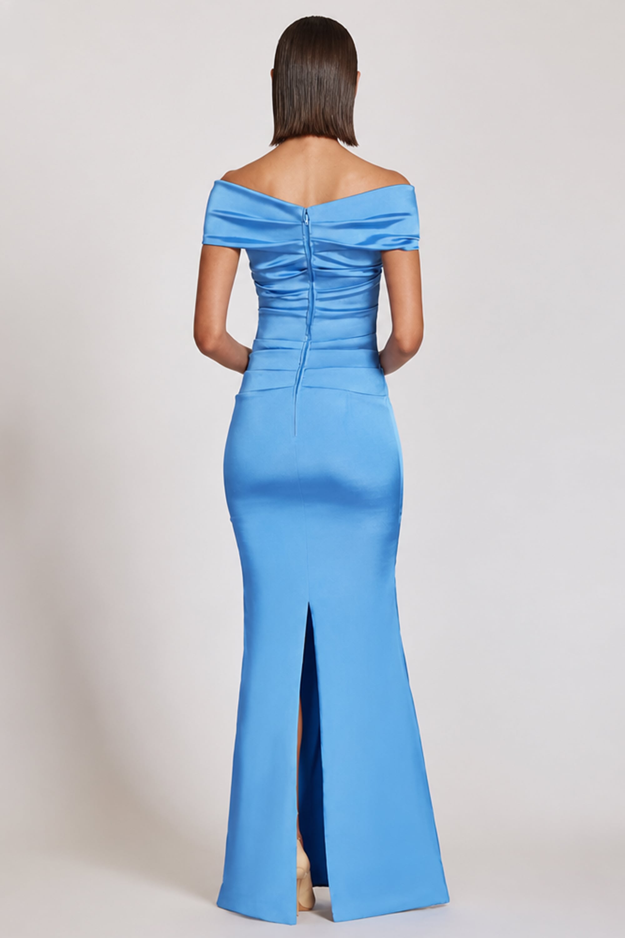 Vivienne Off-The-Shoulder Satin Gown | JewelClues #color_blue