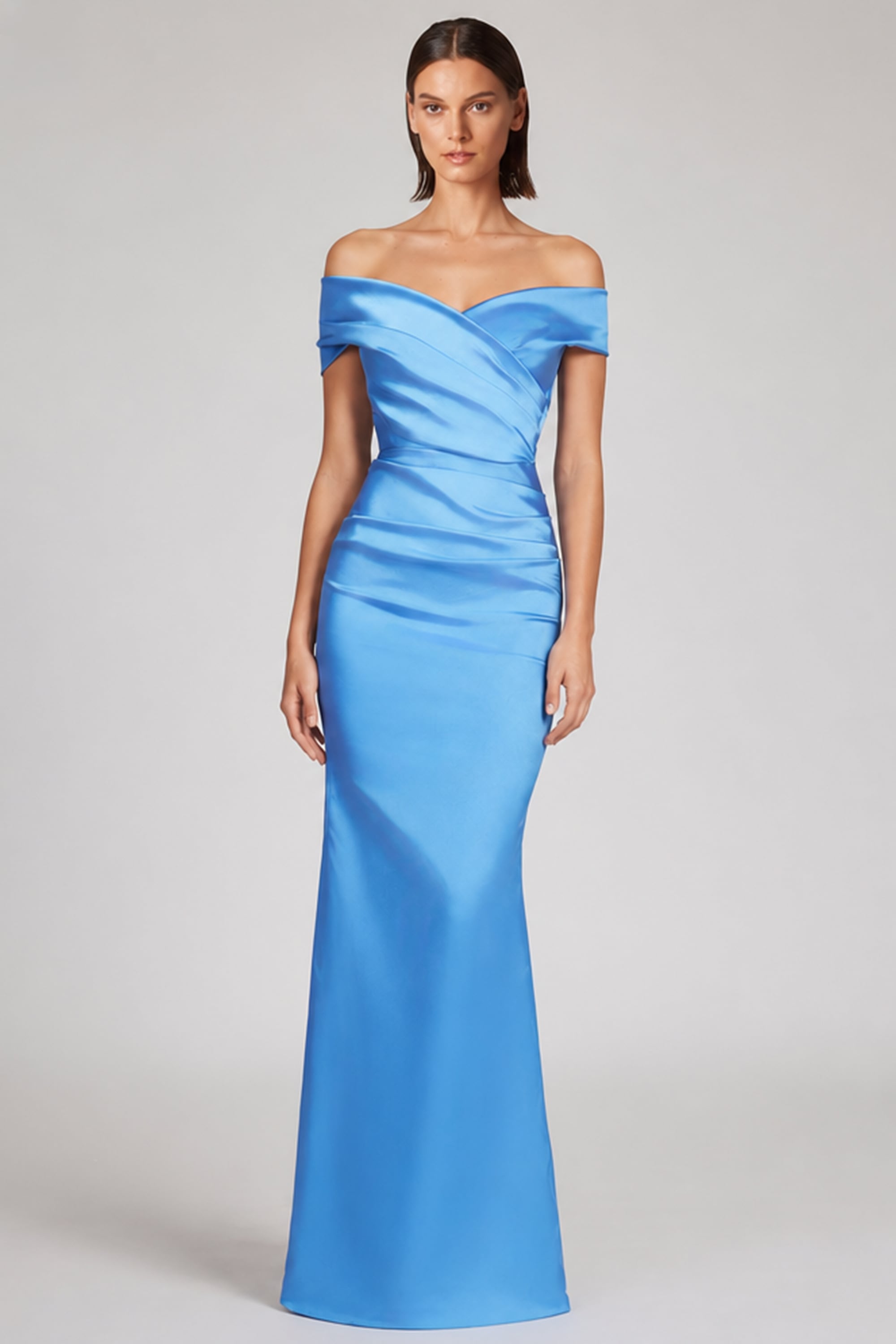 Vivienne Off-The-Shoulder Satin Gown | JewelClues #color_blue