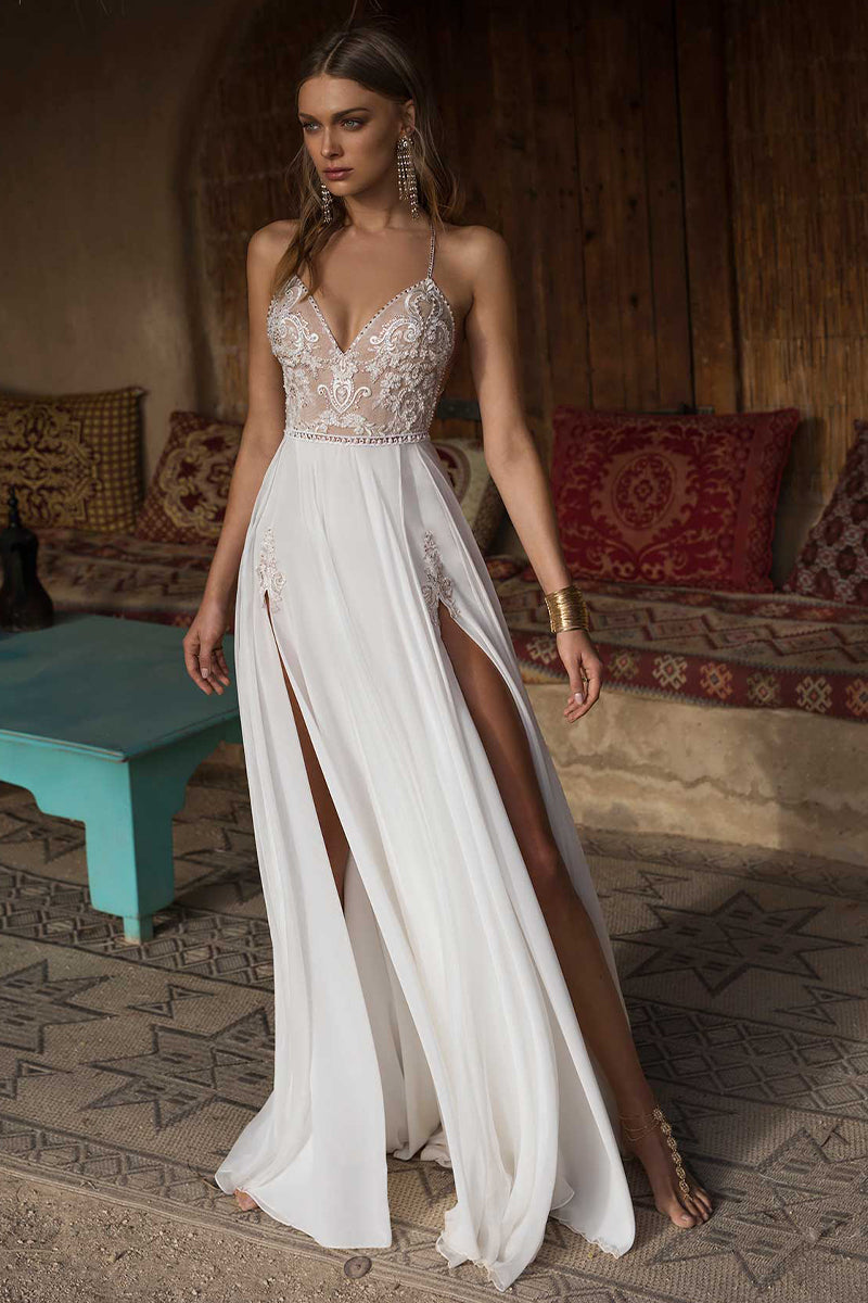 Vows of Love Chiffon A-line Wedding Dress | Jewelclues | #color_ivory