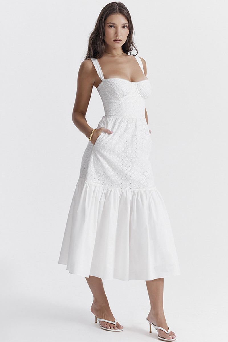 West Coast Vacation Eyelet Midi Dress | Jewelclues