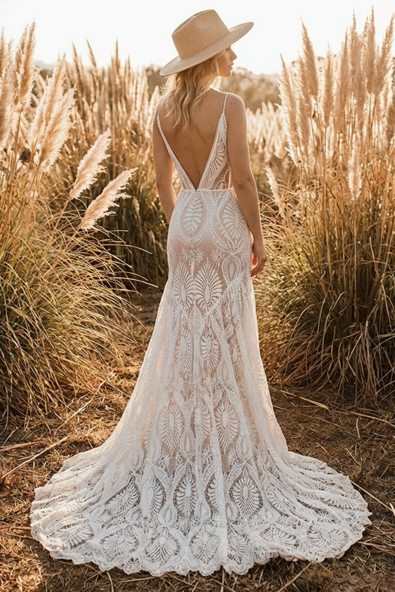 Willowby Bohemian Lace Wedding Dress | Jewelclues