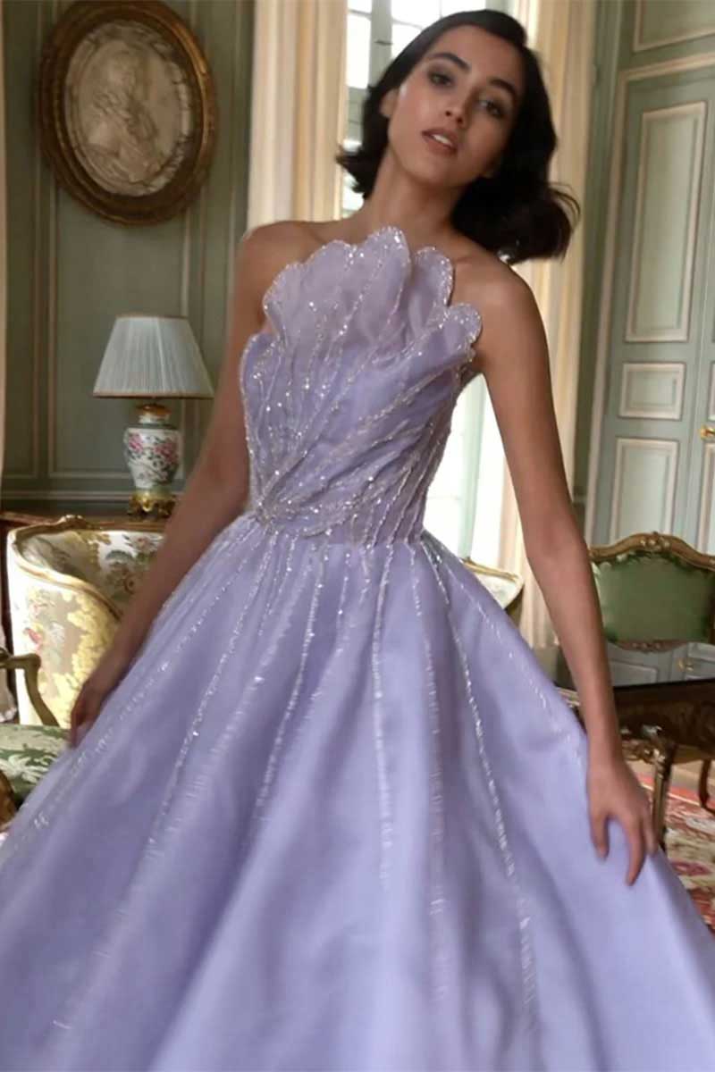 Wow Elegance Strapless Maxi Dress | Jewelclues | #color_lilac