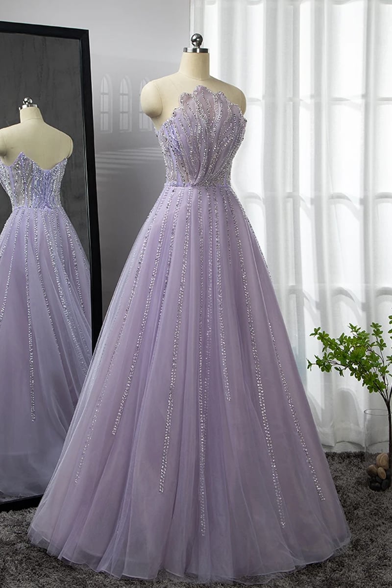 Wow Elegance Strapless Maxi Dress | Jewelclues | #color_lilac