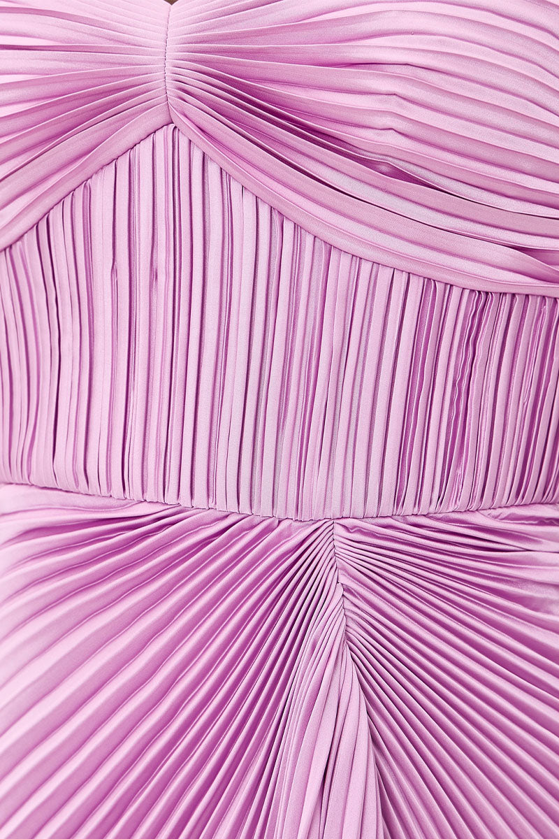 Zenia Pleated Satin Gown | JewelClues #color_pink