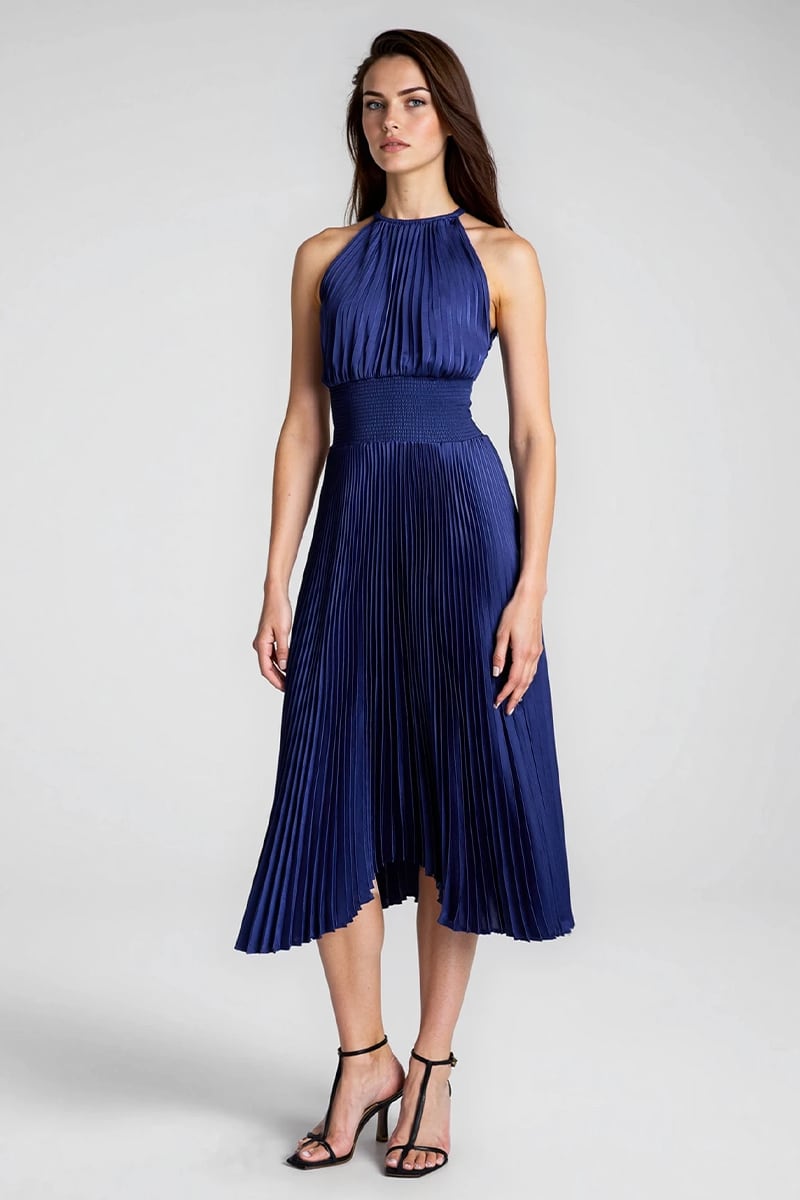 Zephyra Pleated Midi Dress | Jewelclues