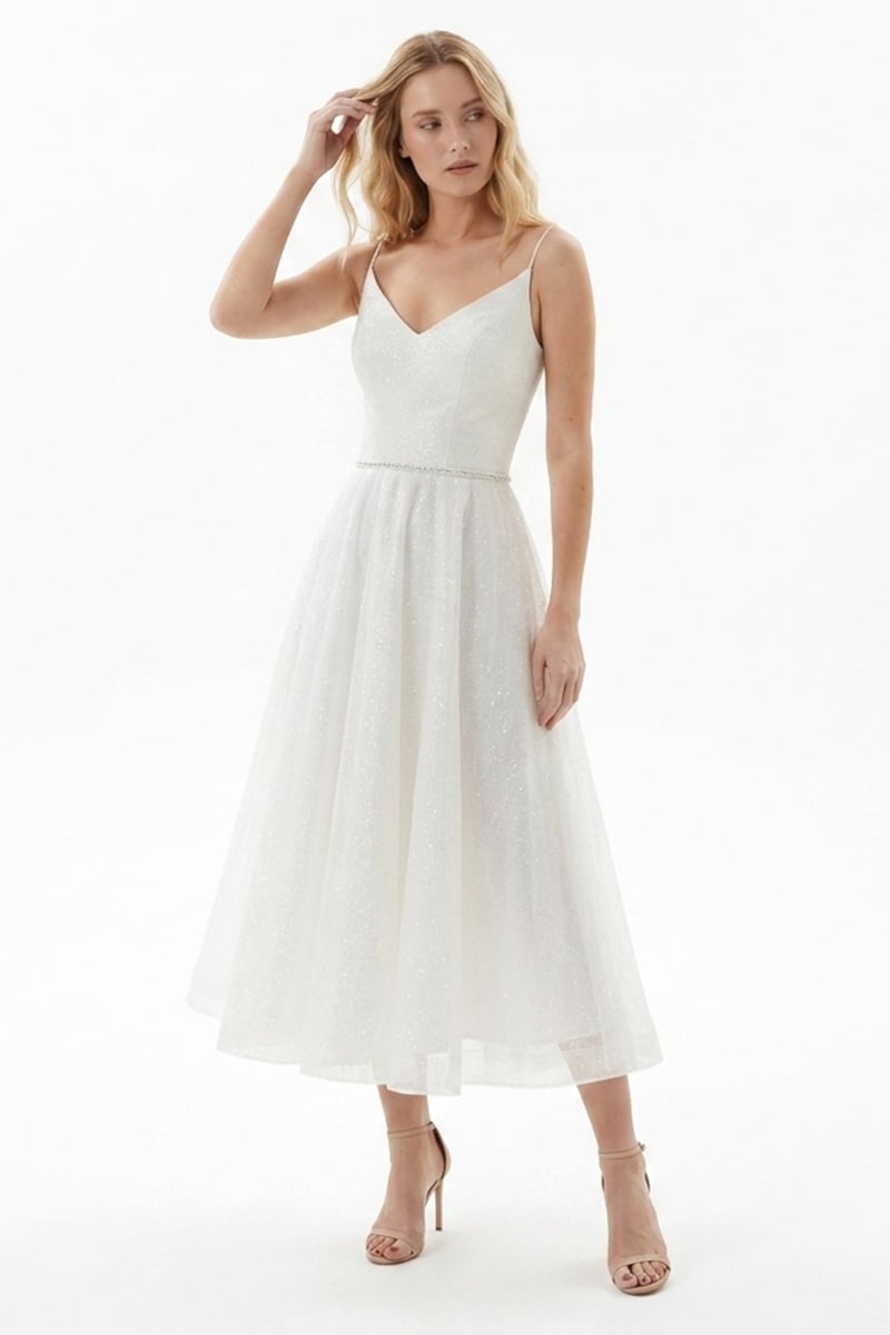 Zinnia Sparkly Midi Dress | JewelClues