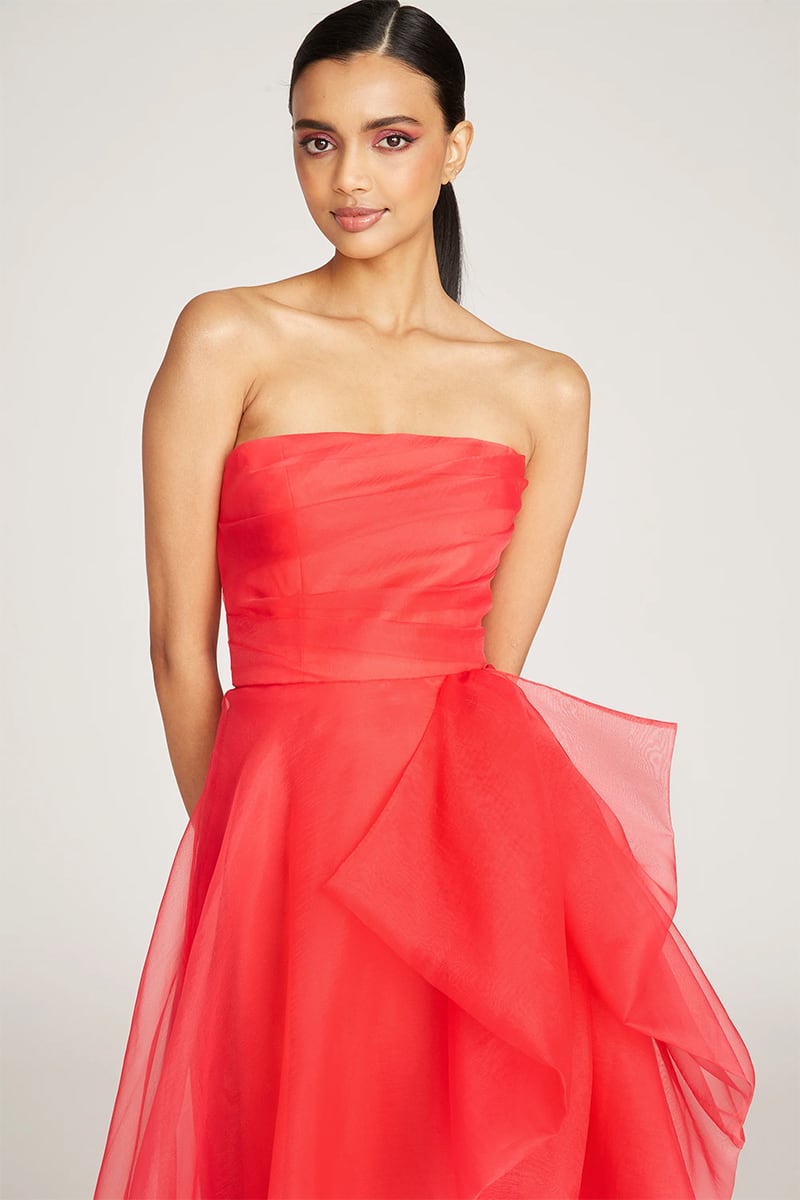Zoa Strapless Maxi Dress | Jewelclues #color_coral