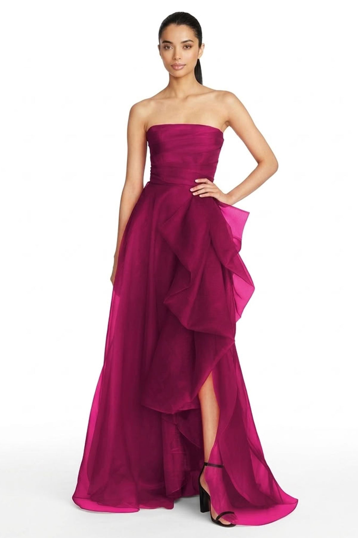 Zoya Strapless Maxi Dress | JewelClues #color_magenta