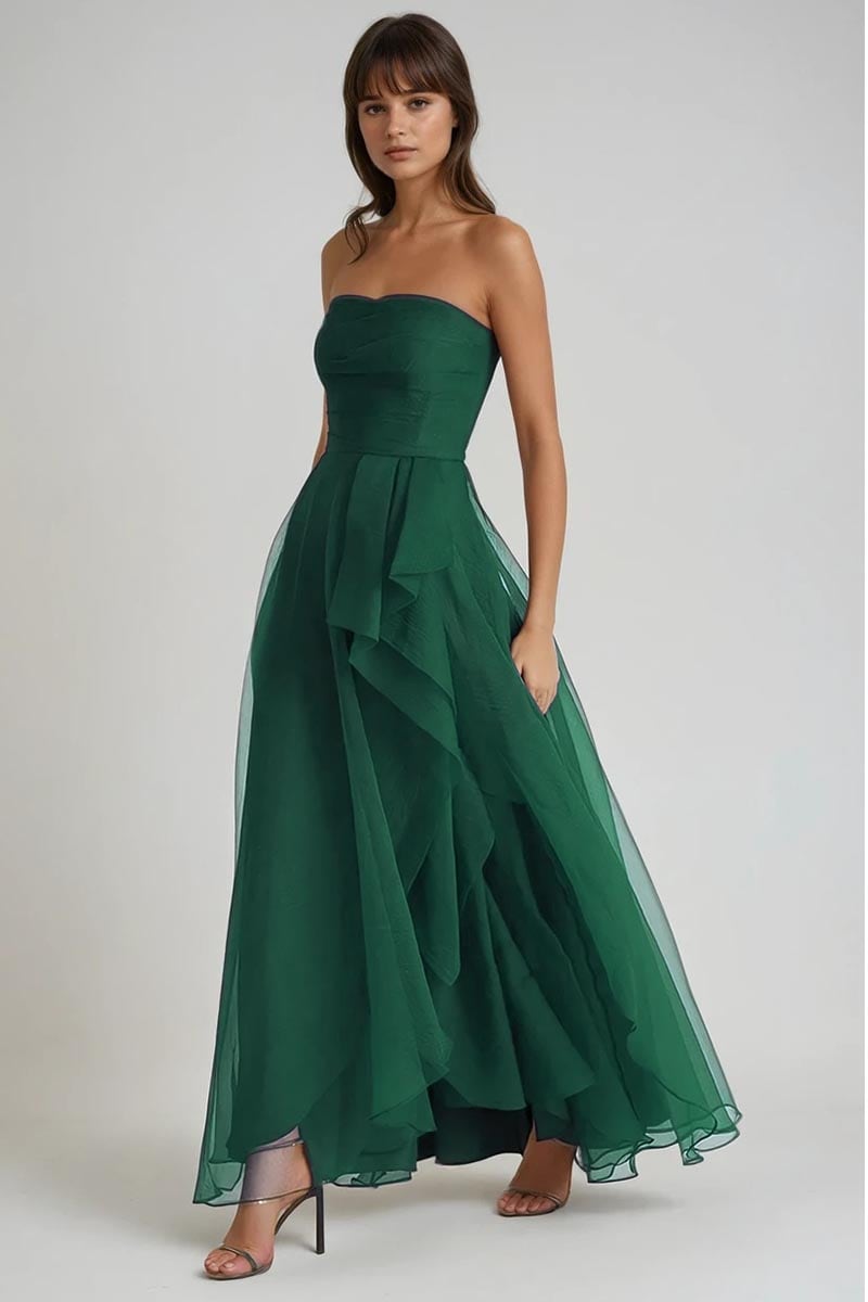 Zoya Strapless Maxi Dress | Jewelclues #color_green