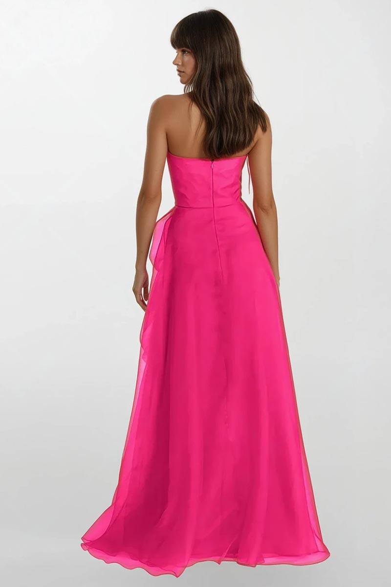 Zoya Strapless Maxi Dress | Jewelclues #color_Hot Pink