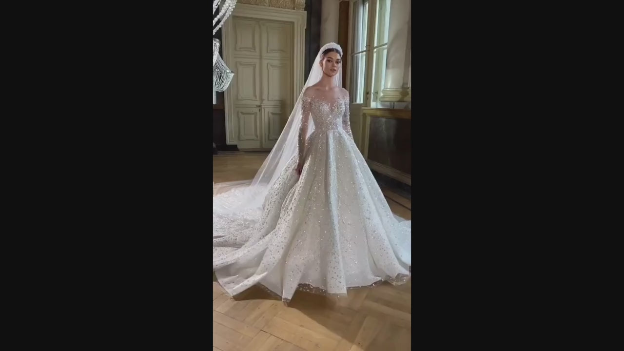 Royal Frances Beaded Wedding Dress | Jewelclues