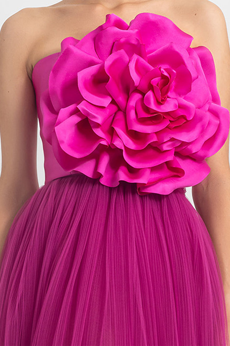 Adrianna 3D Flower Strapless Evening Dress | Jewelclues