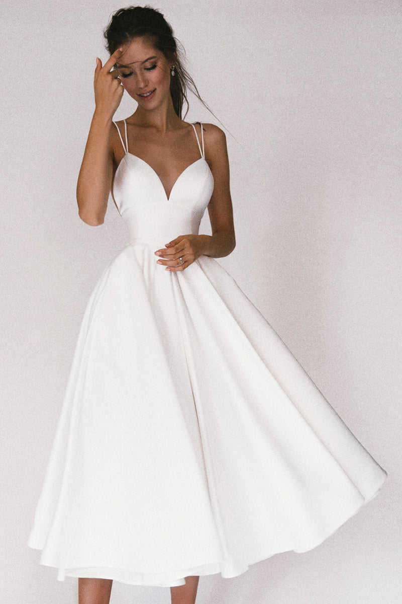 Aisle Soft White Satin Midi Dress - Jewelclues