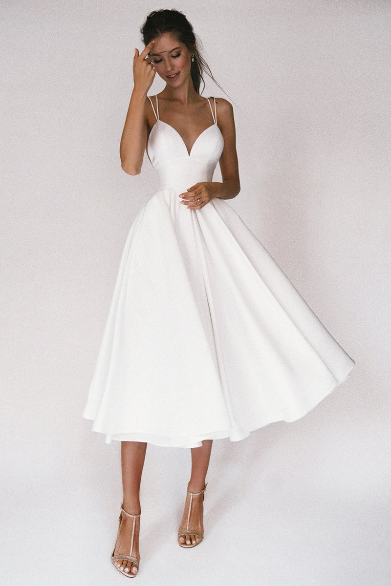 Aisle Soft White Satin Midi Dress - Jewelclues