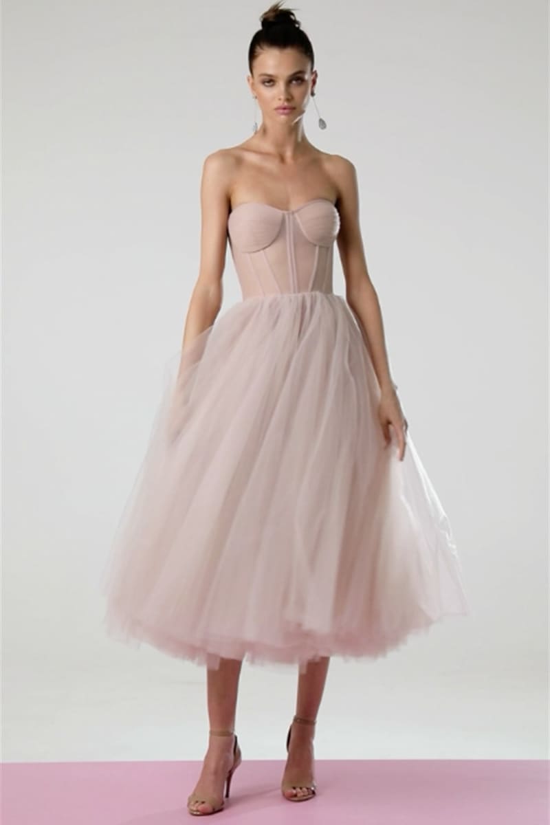 Color_Blush | All For Love Strapless Tulle Midi Dress | Jewelclues