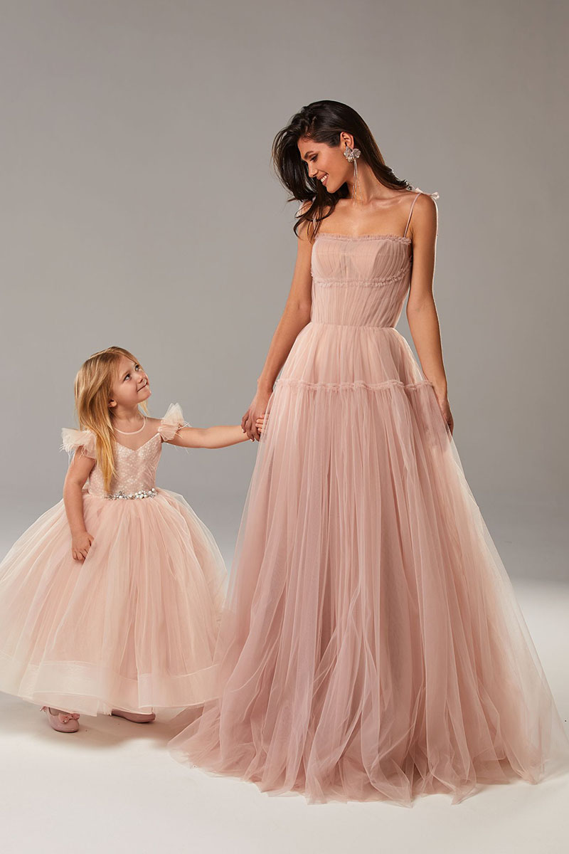 Alluring Beauty Tie-Strap Tulle Maxi Dress | Jewelclues | #color_blush pink