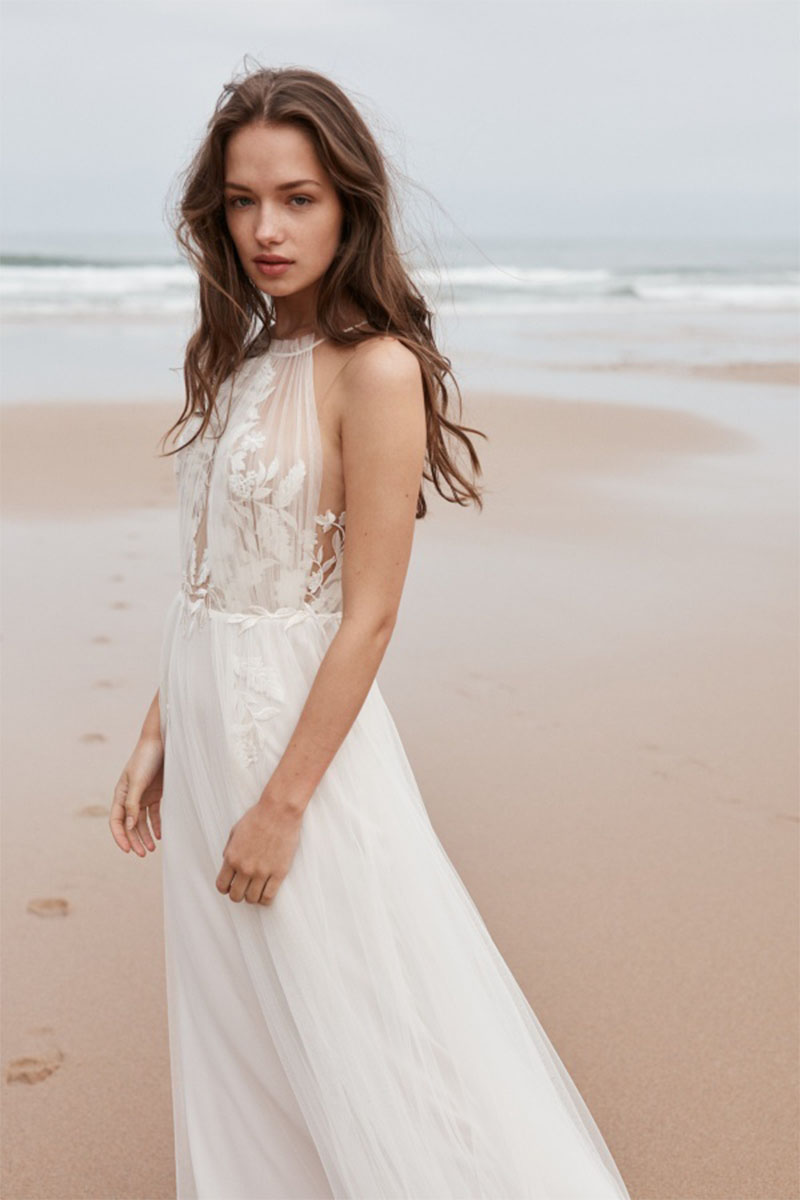 Amalfia Halter A-line Wedding Dress | Jewelclues