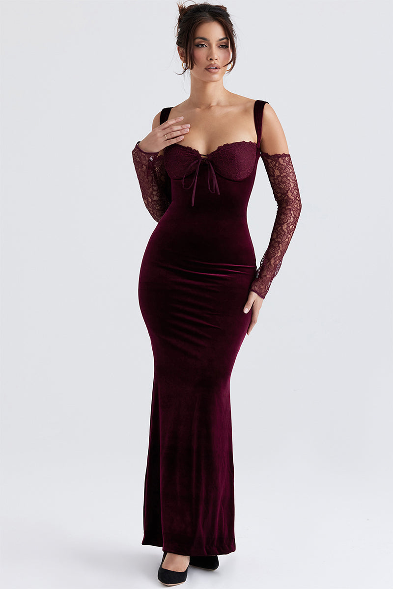 Beautiful Evening Velvet Maxi Dress | Jewelclues