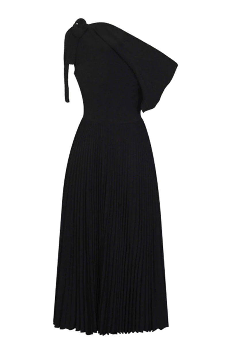 Breakthrough One-Shoulder Pleated Midi Dress | Jewelclues