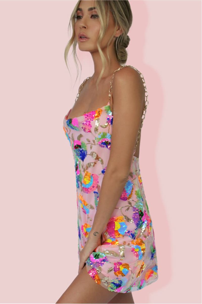 Celebration Time Sequin Backless Mini Dress | Jewelclues | #color_pink