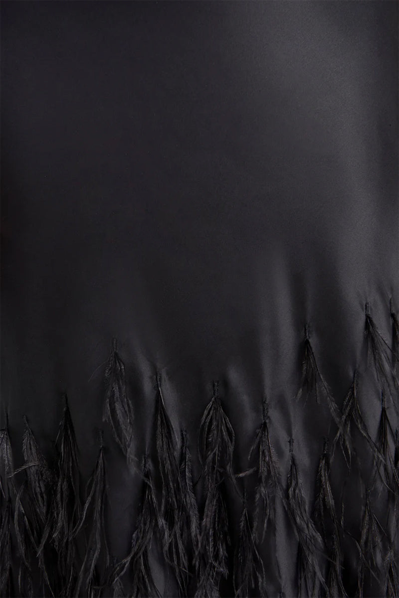 Chantilly Ostrich Feather Gown | Jewelclues | #color_black