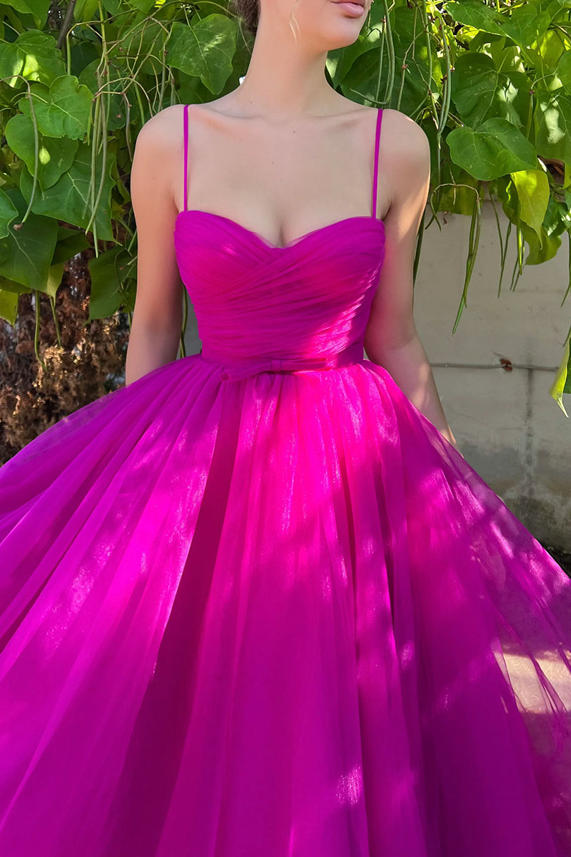 Divine Darling Tea-Length Tulle Cocktail Dress | Jewelclues | #color_fuchsia