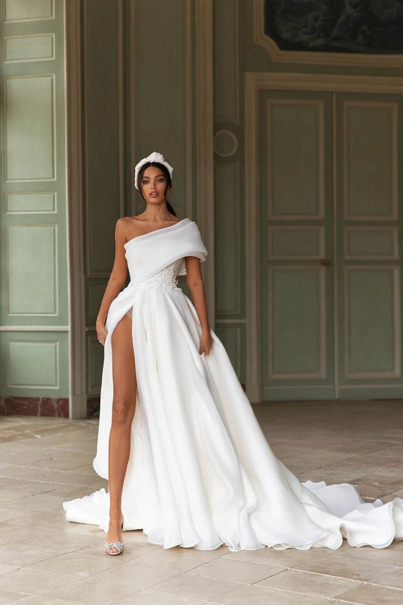 Divine Inspiration Off-the-Shoulder Wedding Dress | Jewelclues