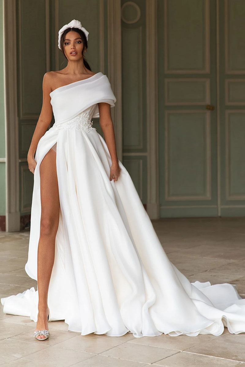 Divine Inspiration Off-the-Shoulder Wedding Dress | Jewelclues