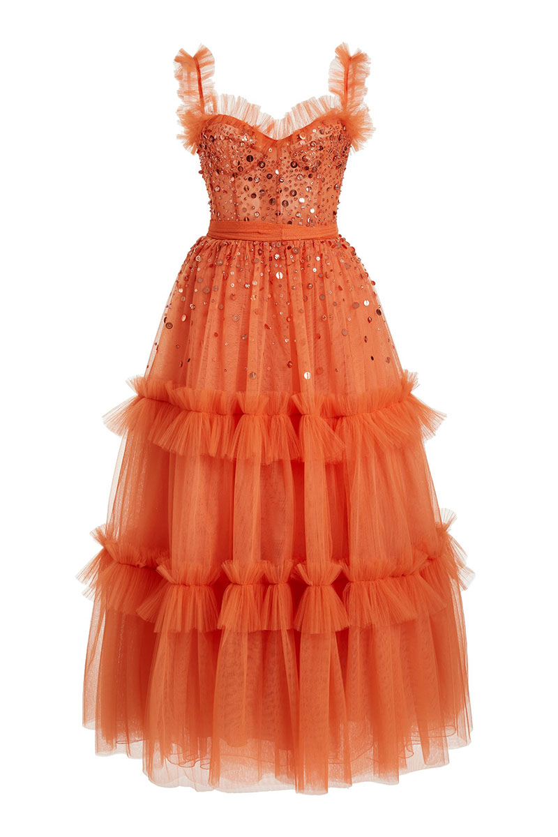 Divine Sweetheart Sequin Beaded Tulle Evening Dress | Jewelclues 