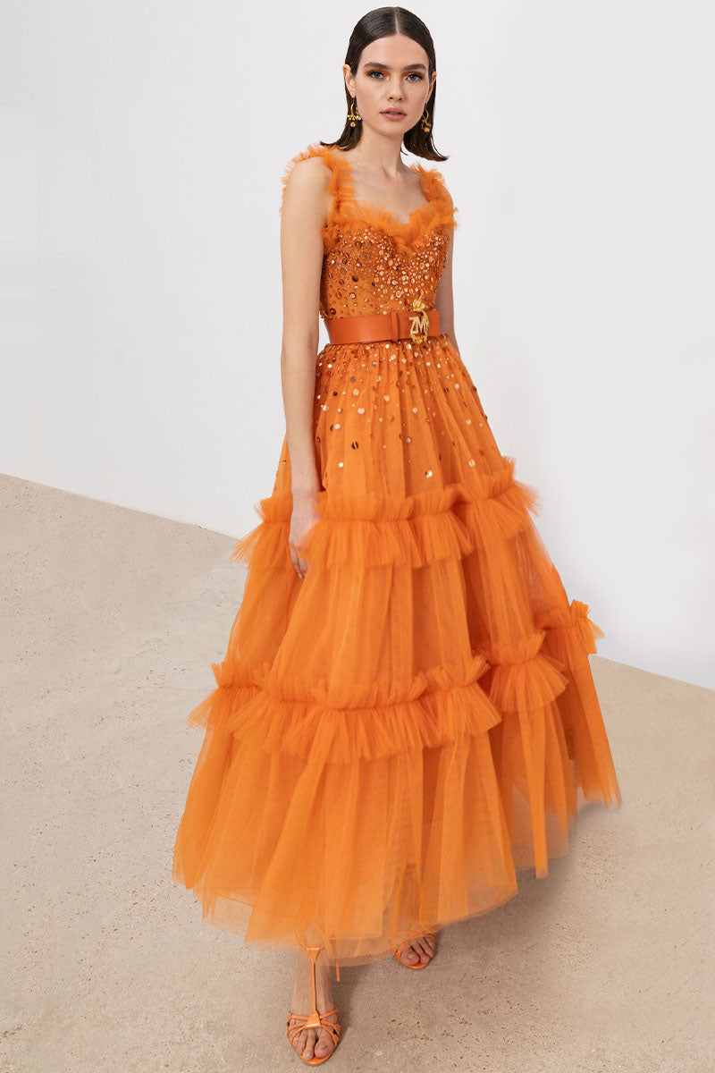 Divine Sweetheart Sequin Beaded Tulle Evening Dress | Jewelclues 