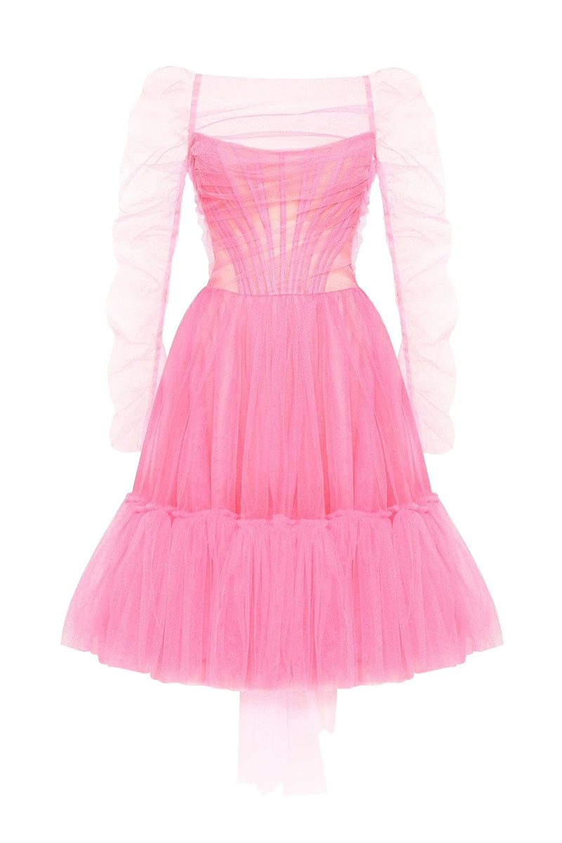 Ellee Strapless Tulle Mini Dress | Jewelclues | #color_pink