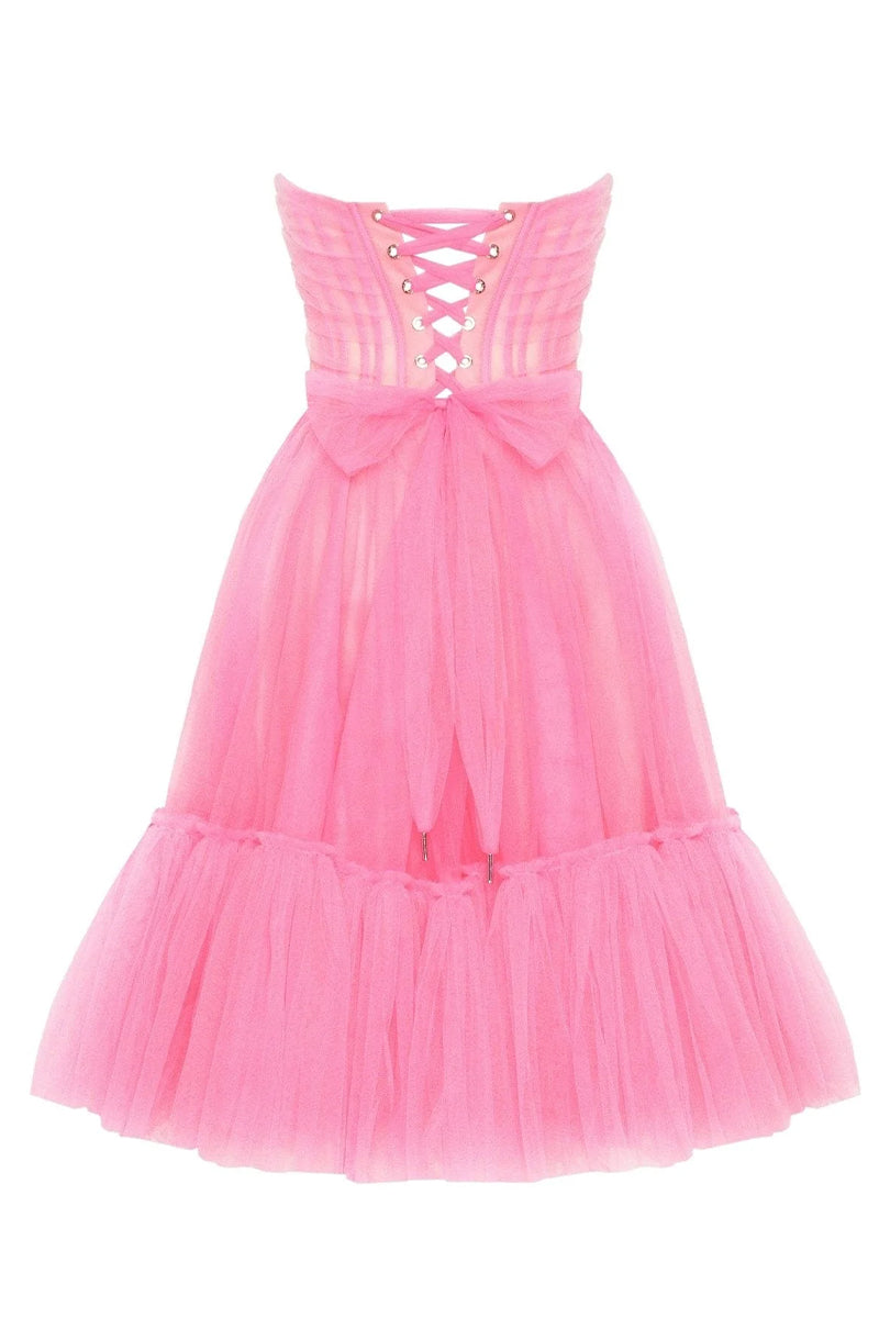 Ellee Strapless Tulle Mini Dress | Jewelclues | #color_pink