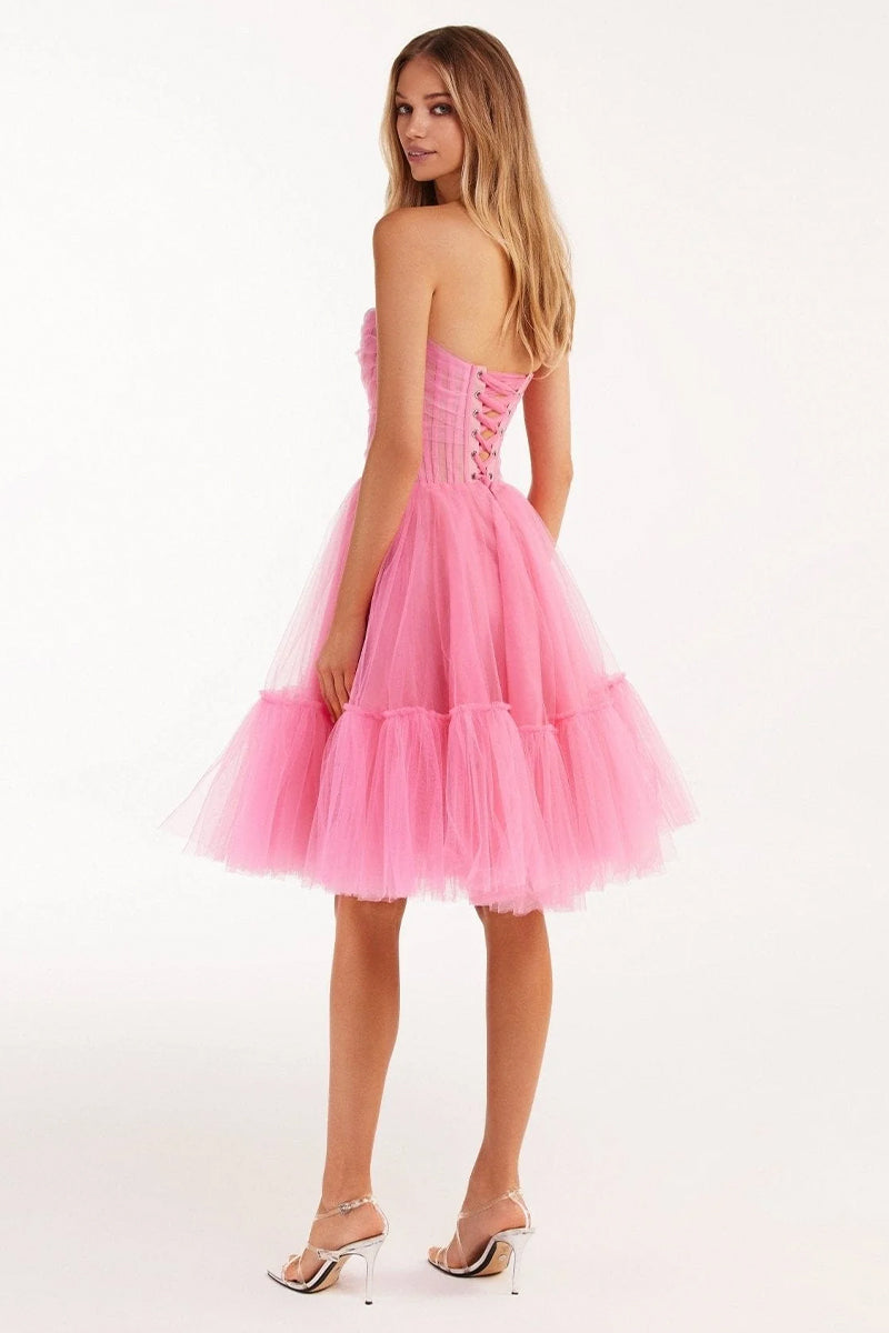 Ellee Strapless Tulle Mini Dress | Jewelclues | #color_pink