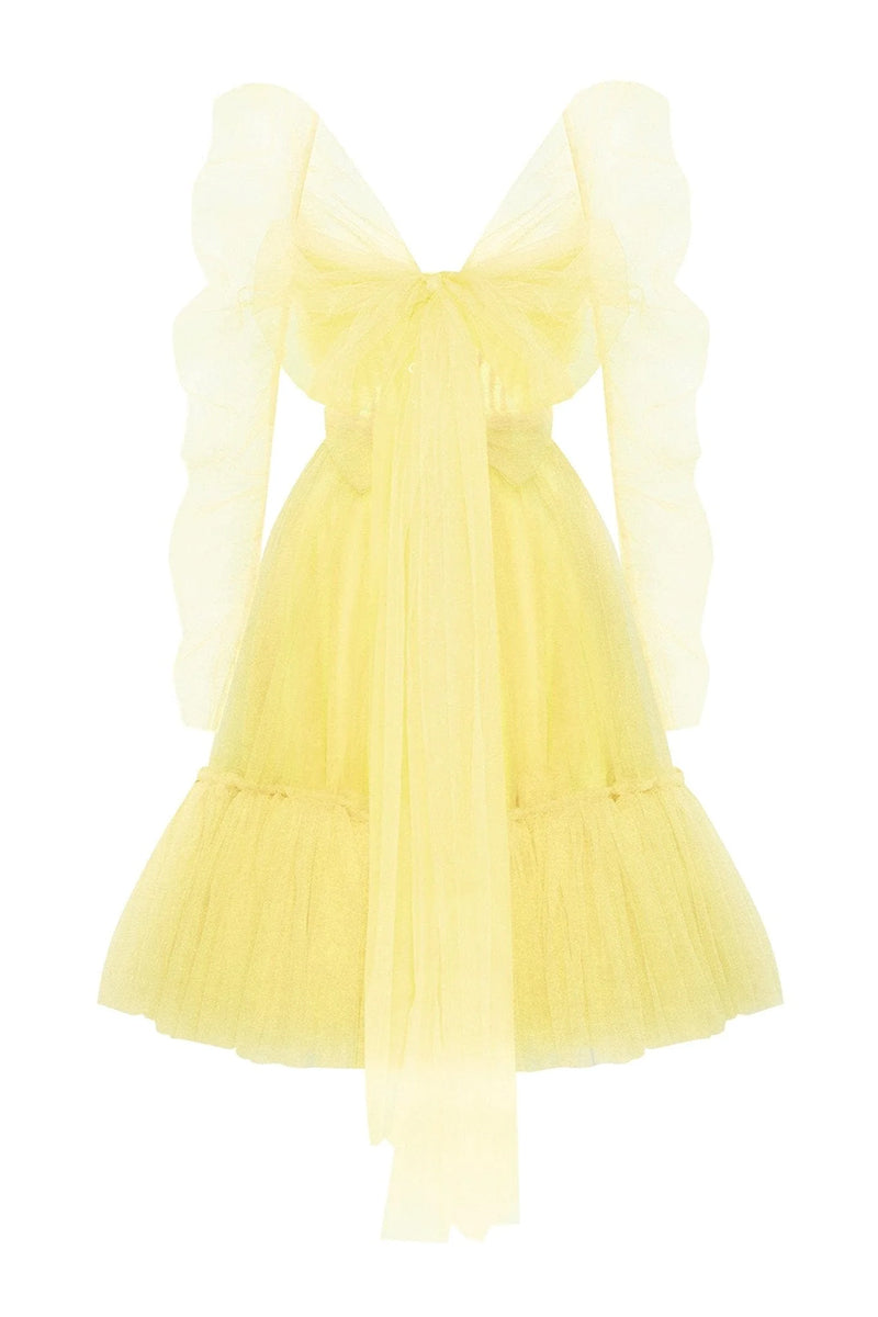 Ellee Strapless Tulle Mini Dress | Jewelclues | #color_yellow