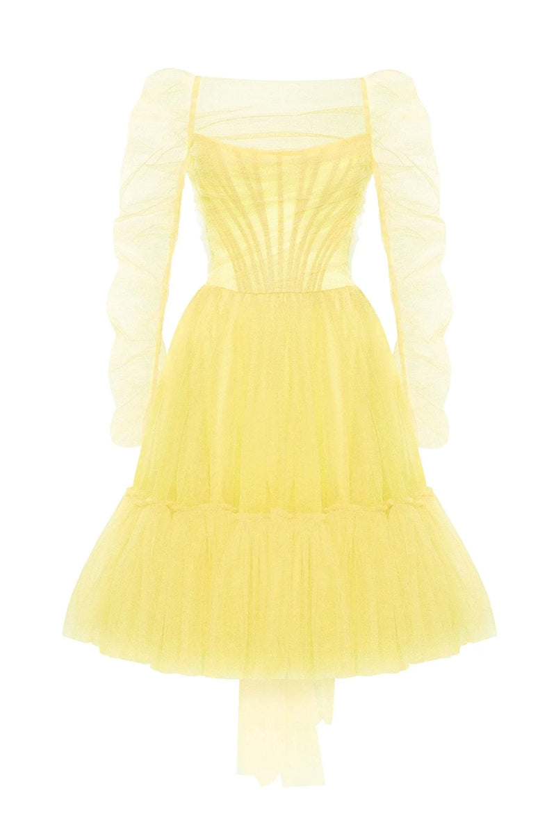 Ellee Strapless Tulle Mini Dress | Jewelclues | #color_yellow