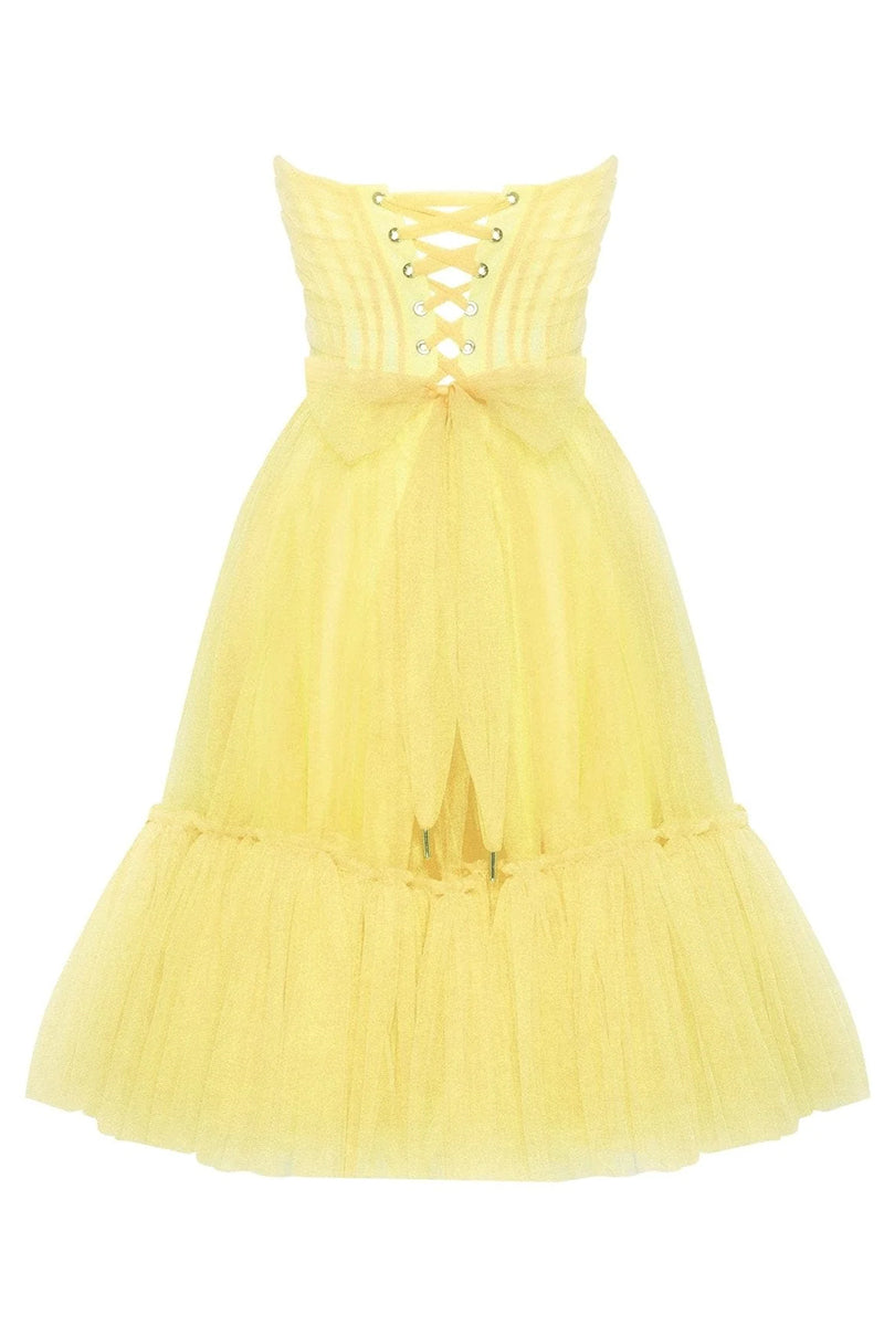 Ellee Strapless Tulle Mini Dress | Jewelclues | #color_yellow