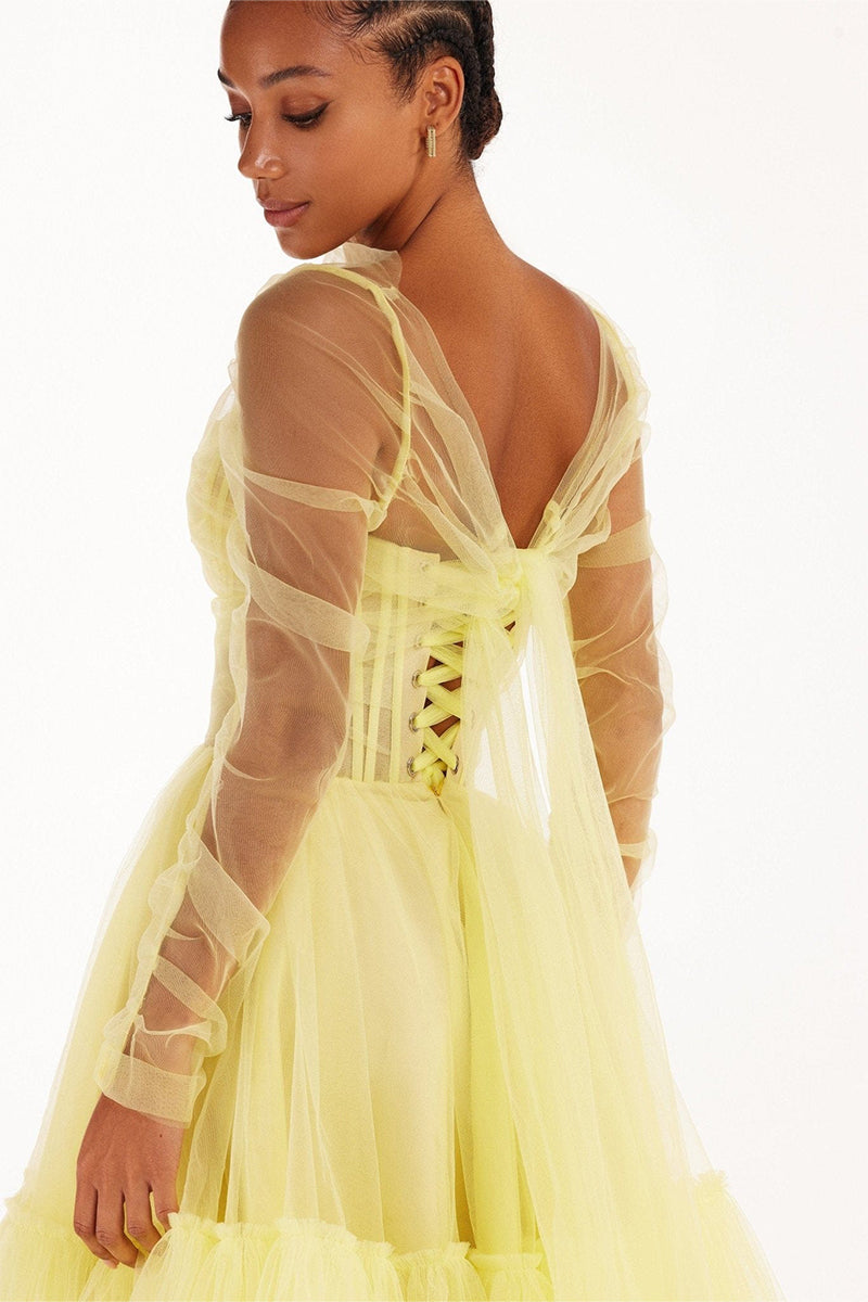 Ellee Strapless Tulle Mini Dress | Jewelclues | #color_yellow